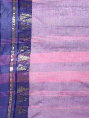 contrast zari border pink tant saree - 15942000 - Standard Image - 5