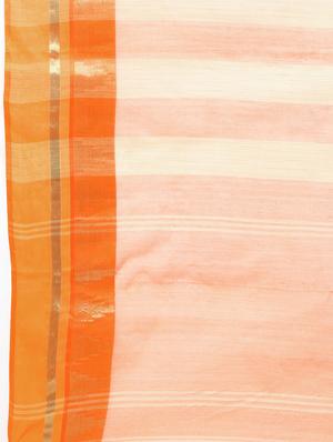 checkered zari motif orange tant saree - 15942001 - Standard Image - 5