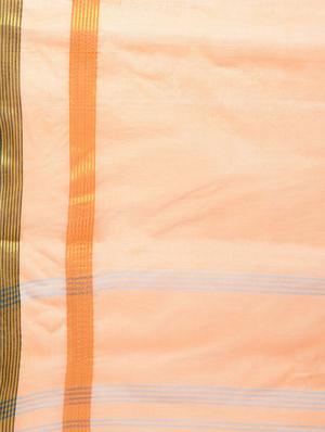 striped zari border peach tant saree - 15942016 - Standard Image - 5