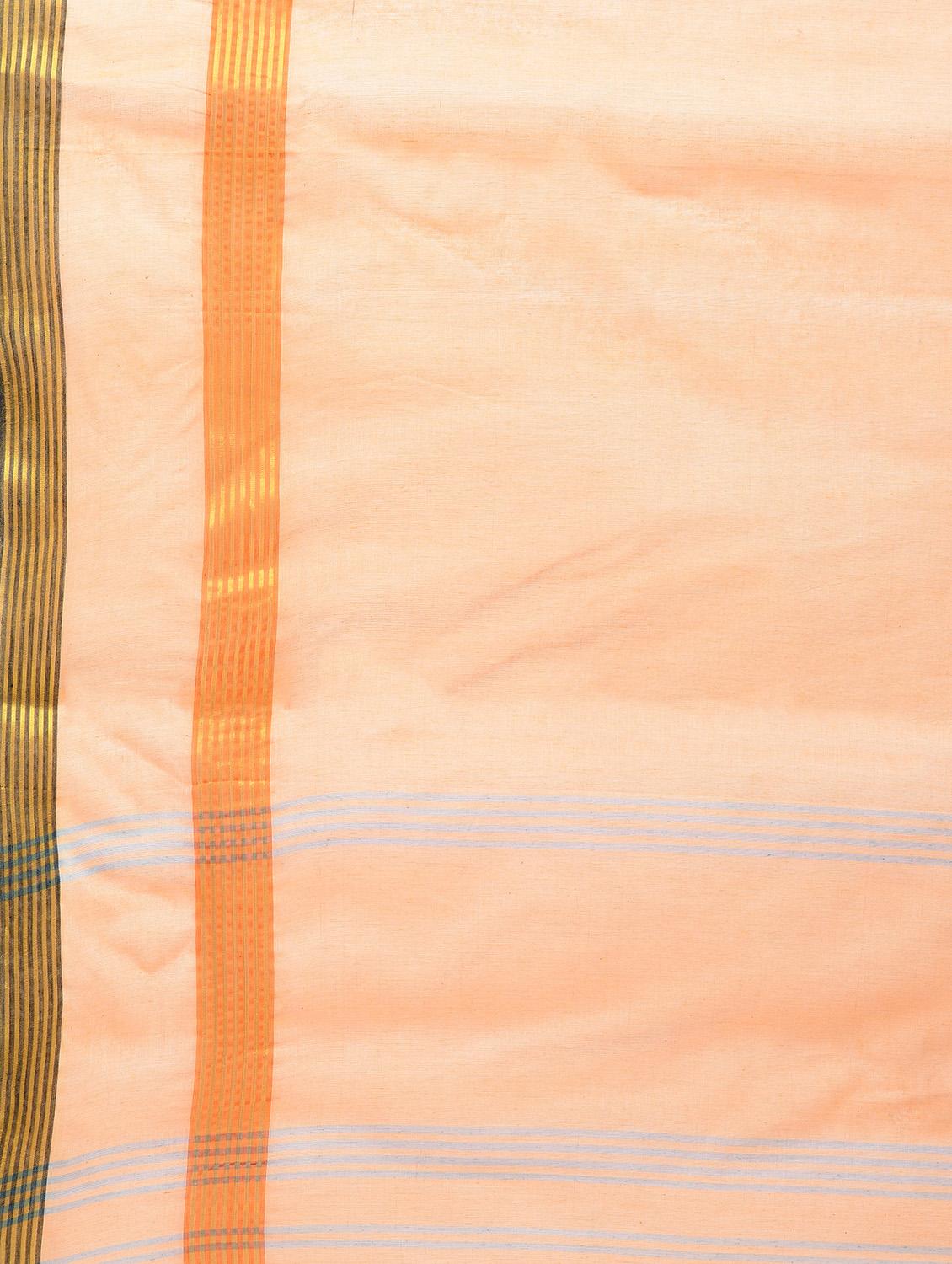 striped zari border peach tant saree - 15942016 - Zoom Image - 5