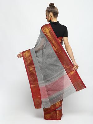 grey cotton tant saree - 15942023 - Standard Image - 2