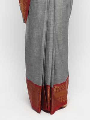 grey cotton tant saree - 15942023 - Standard Image - 3
