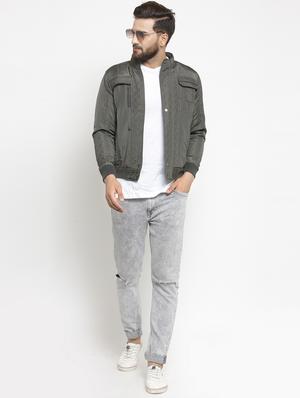 grey polyester blend casual jacket - 15942134 - Standard Image - 4