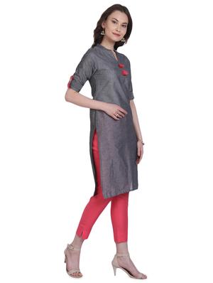 solid straight kurta with tassels - 15942316 - Standard Image - 2