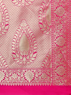 floral zari motif turquoise kanjivaram saree with blouse - 15942388 - Standard Image - 5