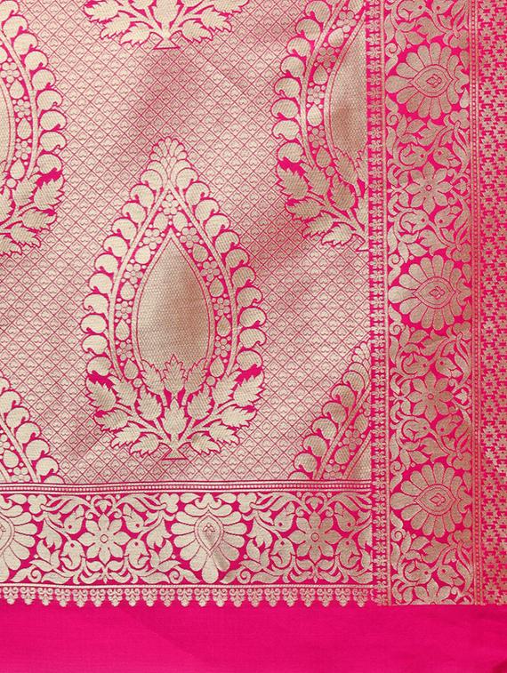 floral zari motif turquoise kanjivaram saree with blouse - 15942388 - Zoom Image - 5