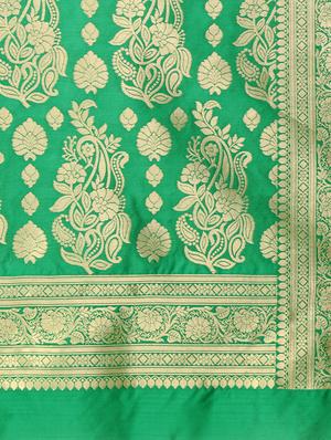 floral zari motif red kanjivaram saree with blouse - 15942394 - Standard Image - 4