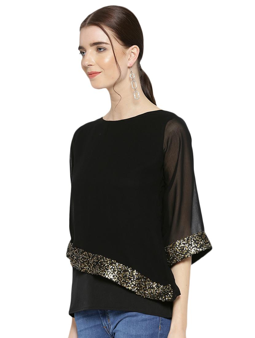 sequined edge layered top - 15942395 - Zoom Image - 2