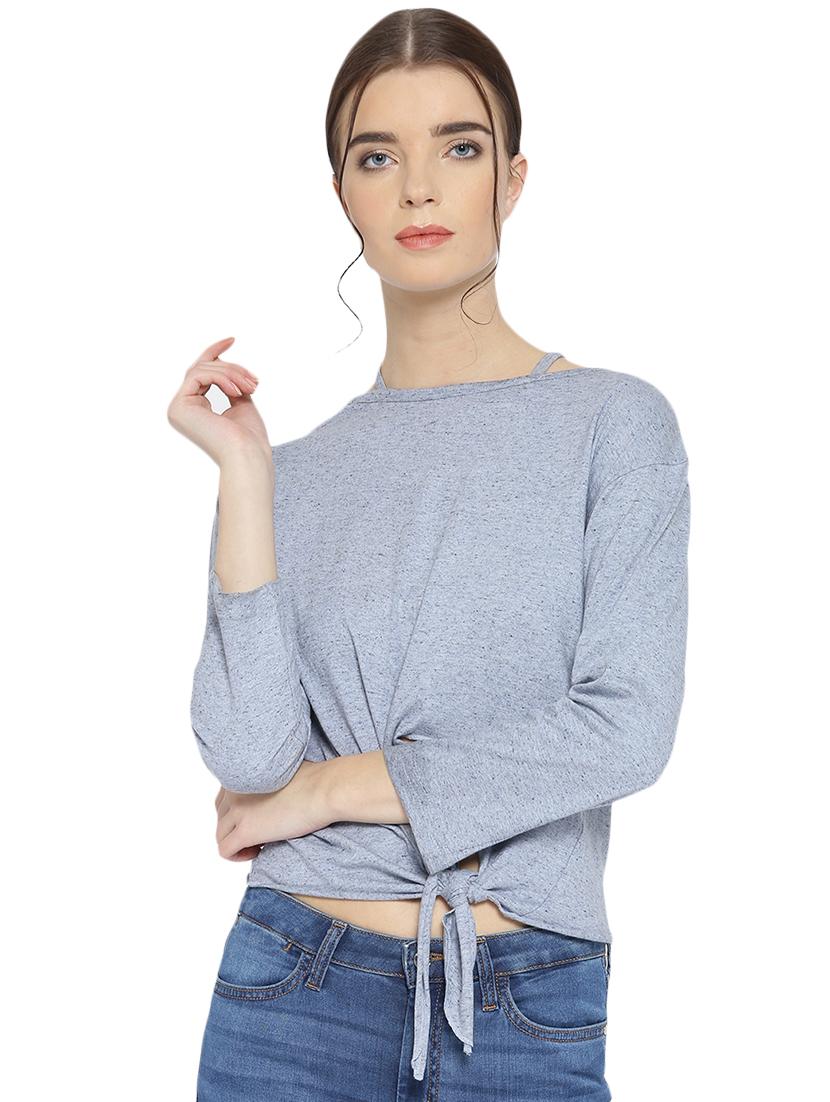 criss cross back tie up hem top - 15942397 - Zoom Image - 1
