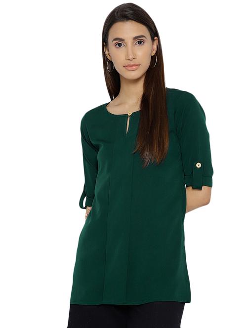 roll up sleeved pleat detail top - 15942399 - Standard Image - 1