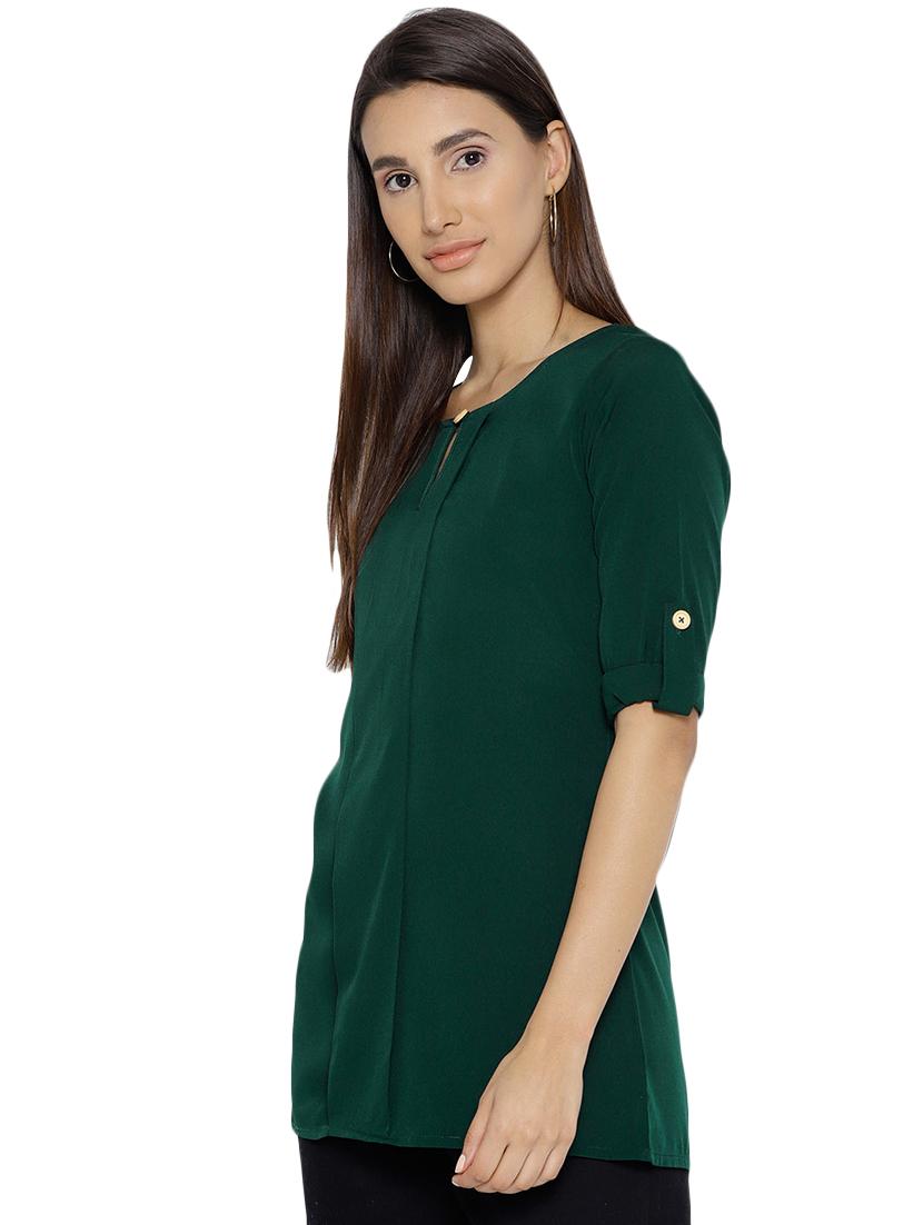 roll up sleeved pleat detail top - 15942399 - Zoom Image - 2