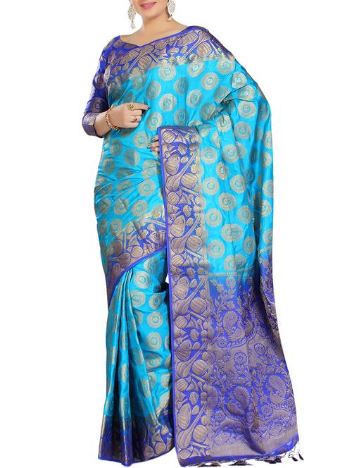 ethnic motif woven saree with blouse - 15942820 - Standard Image - 1
