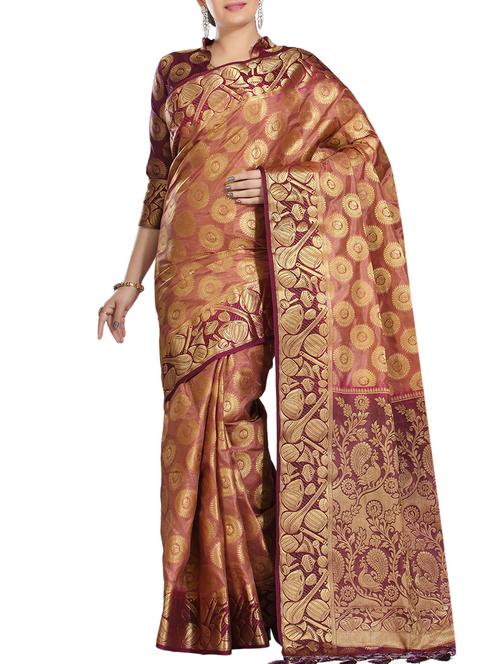 ethnic motif woven saree with blouse - 15942825 - Standard Image - 1
