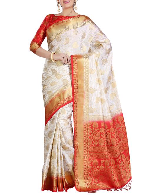 paisley motif woven saree with blouse - 15942829 - Standard Image - 1