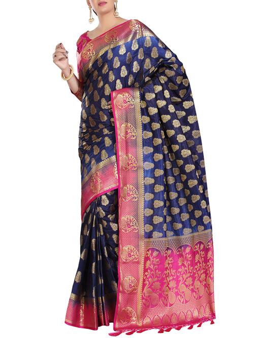 paisley motif woven saree with blouse - 15942831 - Standard Image - 1
