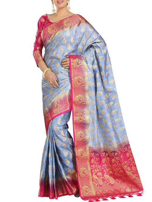 paisley motif woven saree with blouse - 15942832 - Standard Image - 1