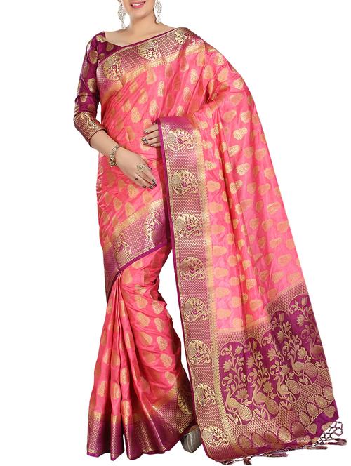 ethnic motif woven saree with blouse - 15942833 - Standard Image - 1