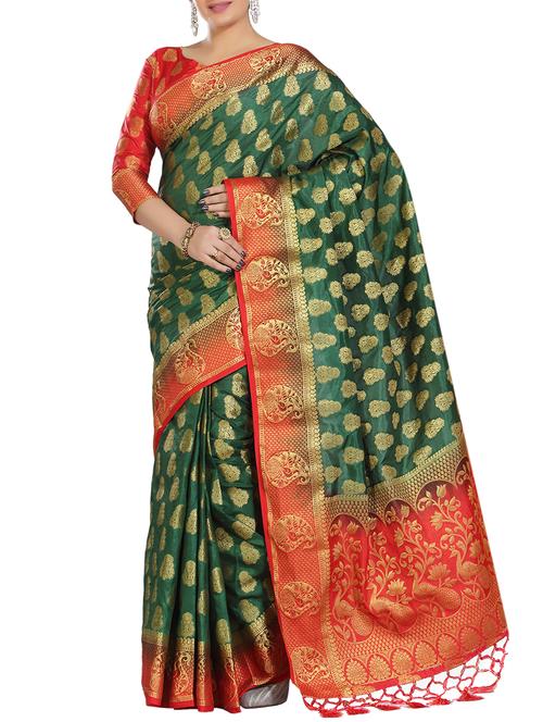 ethnic motif woven saree with blouse - 15942834 - Standard Image - 1