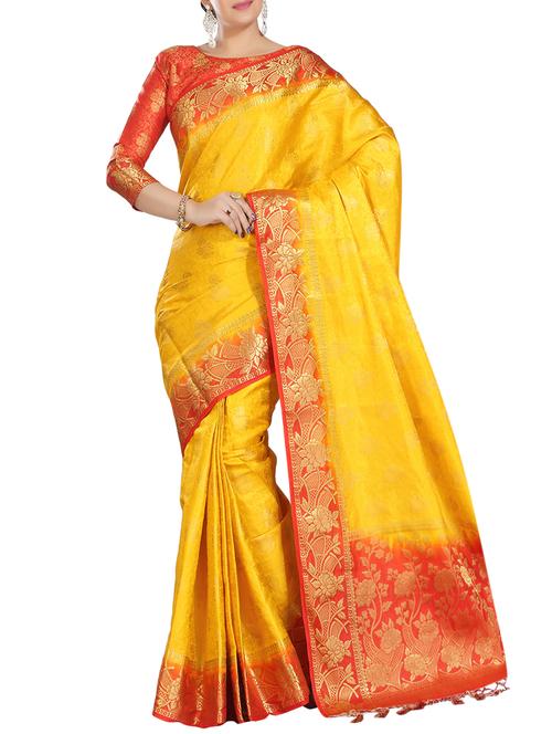 ethnic motif woven saree with blouse - 15942837 - Standard Image - 1