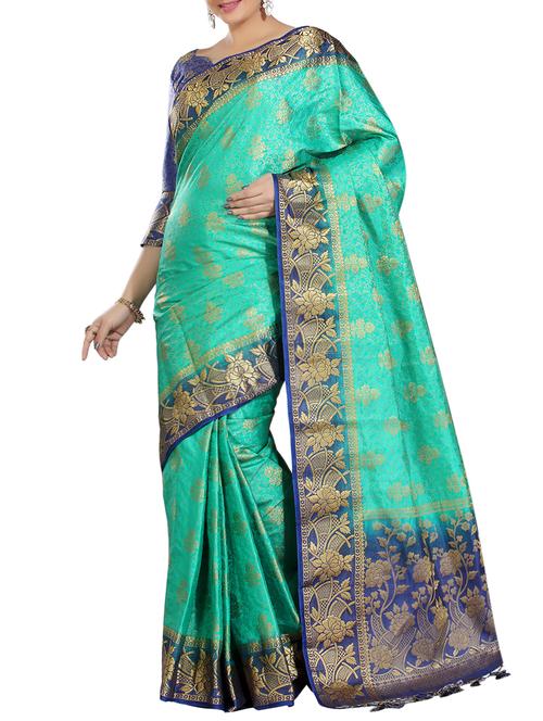 floral woven saree with blouse - 15942838 - Standard Image - 1