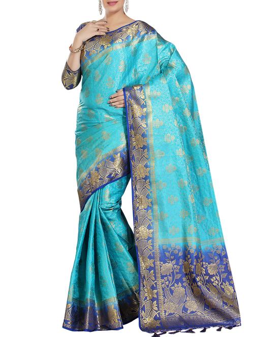 floral woven saree with blouse - 15942839 - Standard Image - 1
