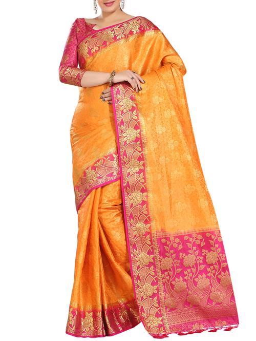 floral woven saree with blouse - 15942840 - Standard Image - 1