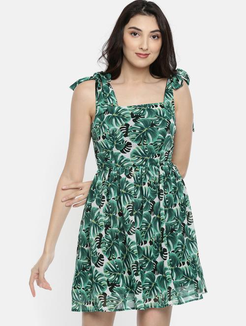 tie up detail tropical a-line dress - 15942931 - Standard Image - 1