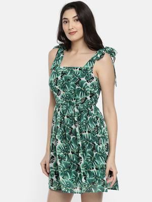 tie up detail tropical a-line dress - 15942931 - Standard Image - 2