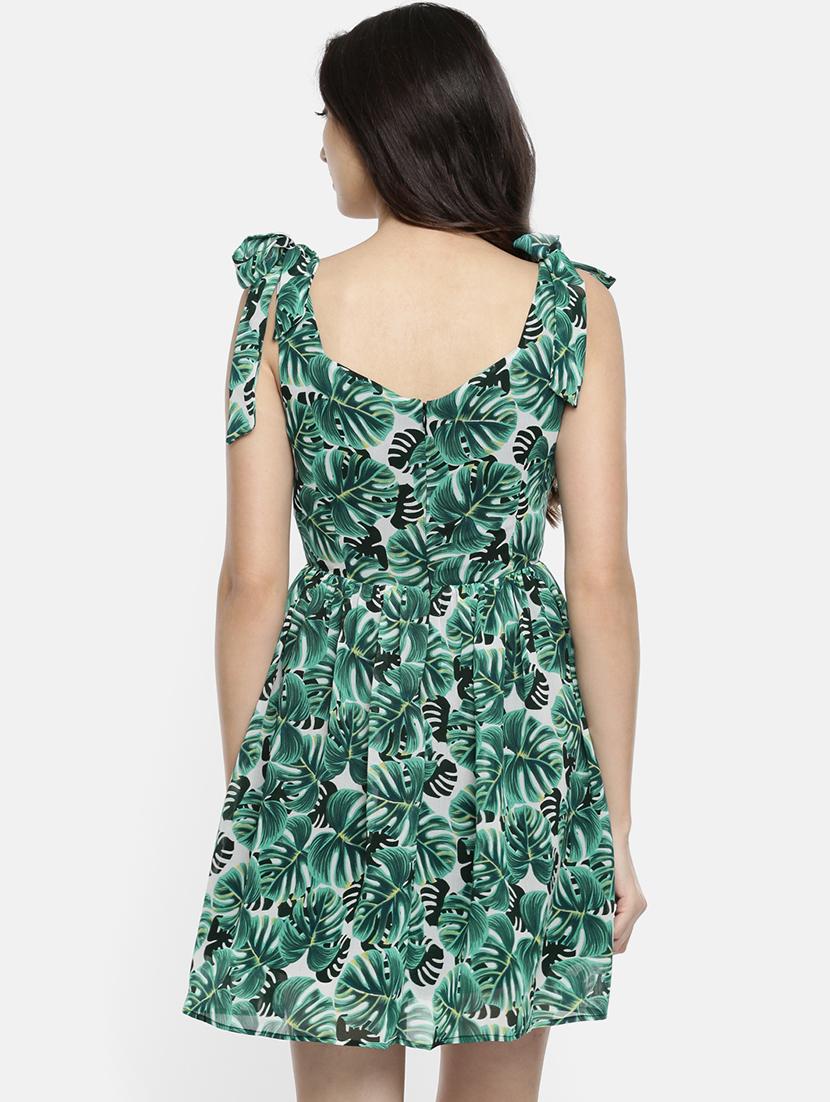 tie up detail tropical a-line dress - 15942931 - Zoom Image - 3