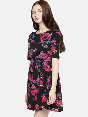 short sleeved floral a-line dress - 15942932 - Standard Image - 2