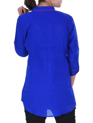 contrast piping pin tucked tunic - 15942968 - Standard Image - 3