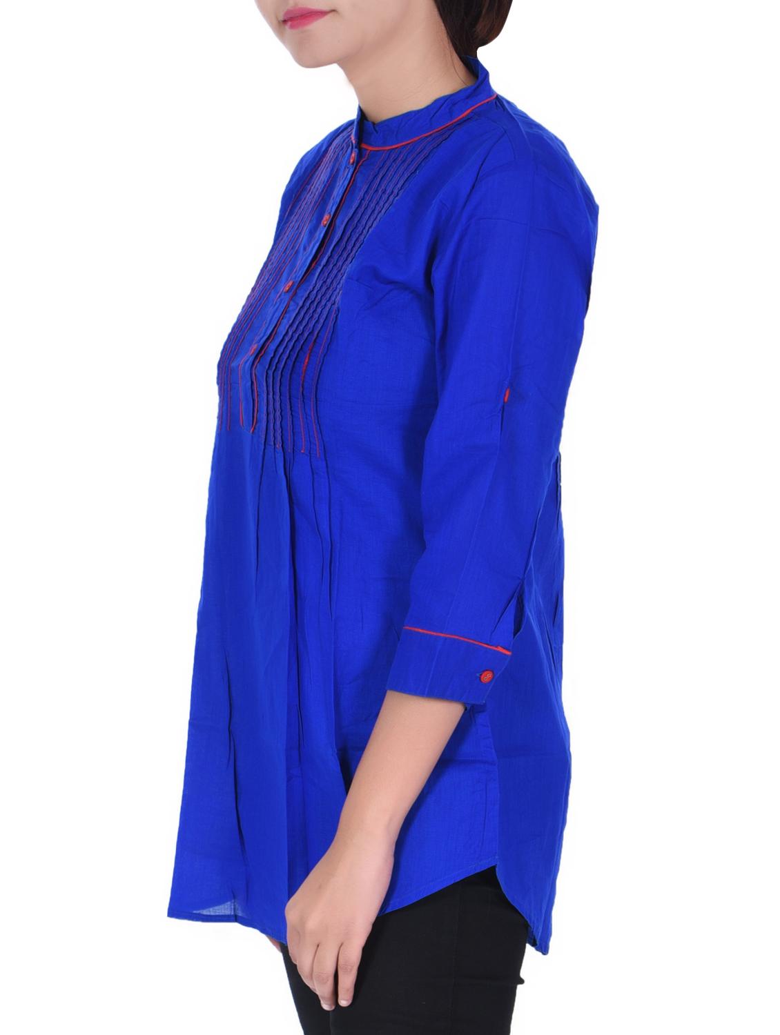 contrast piping pin tucked tunic - 15942968 - Zoom Image - 2
