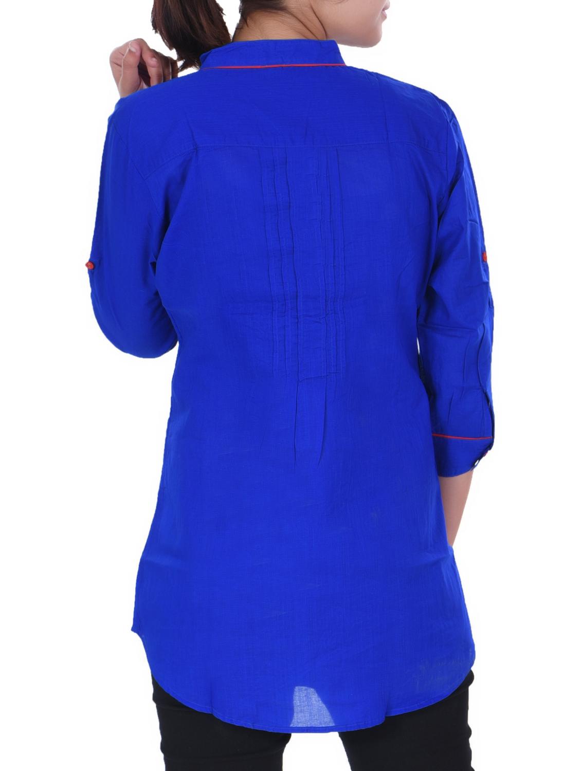 contrast piping pin tucked tunic - 15942968 - Zoom Image - 3