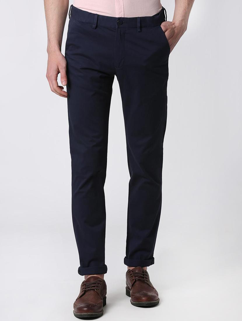 navy blue cotton blend chinos - 15943270 - Zoom Image - 1