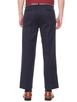 navy blue cotton blend pleated formal trouser - 15943282 - Standard Image - 2