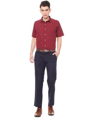 navy blue cotton blend pleated formal trouser - 15943282 - Standard Image - 3
