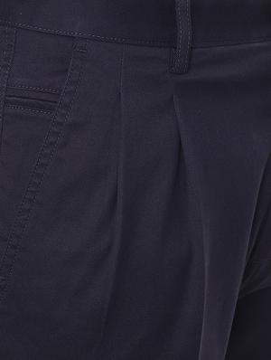 navy blue cotton blend pleated formal trouser - 15943282 - Standard Image - 4