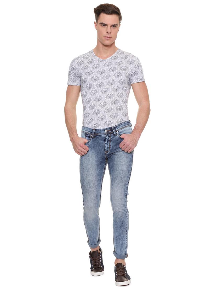 blue cotton blend washed jeans - 15943313 - Zoom Image - 3