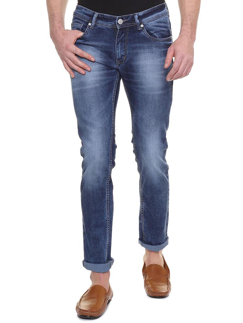 blue cotton blend washed jeans - 15943326 - Zoom Image - 1