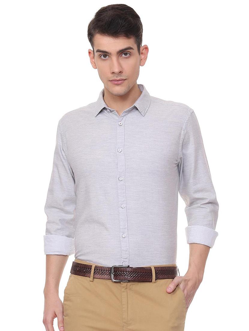 grey solid casual shirt - 15943351 - Zoom Image - 1