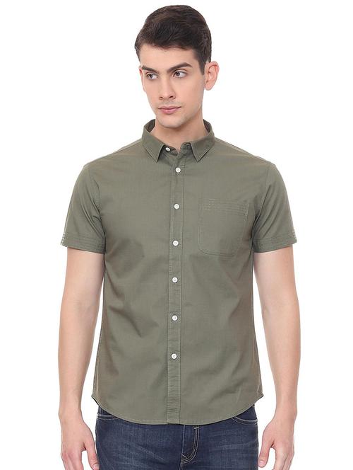 green solid casual shirt - 15943384 - Standard Image - 1