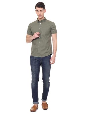 green solid casual shirt - 15943384 - Standard Image - 3