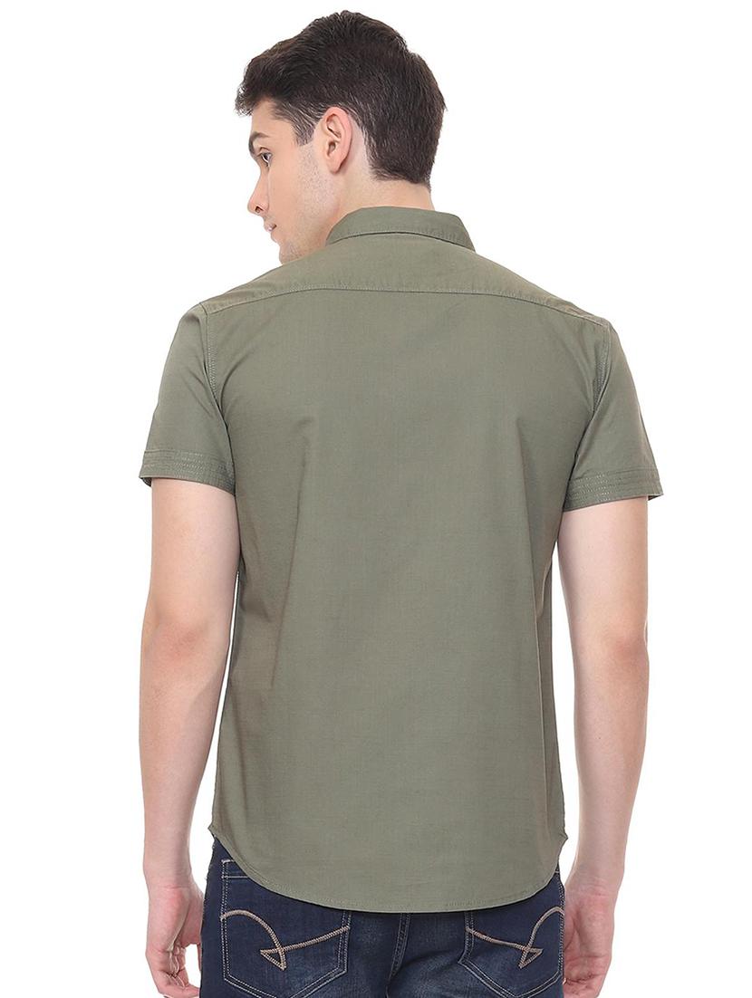 green solid casual shirt - 15943384 - Zoom Image - 2