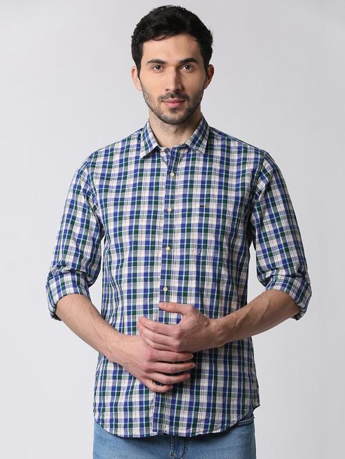 blue checkered casual shirt - 15943391 - Standard Image - 1