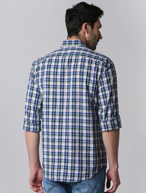 blue checkered casual shirt - 15943391 - Standard Image - 3