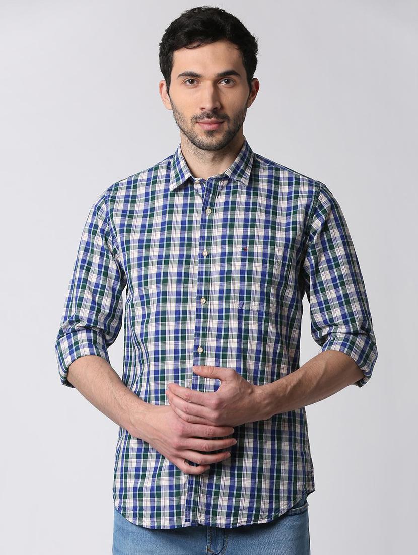 blue checkered casual shirt - 15943391 - Zoom Image - 1