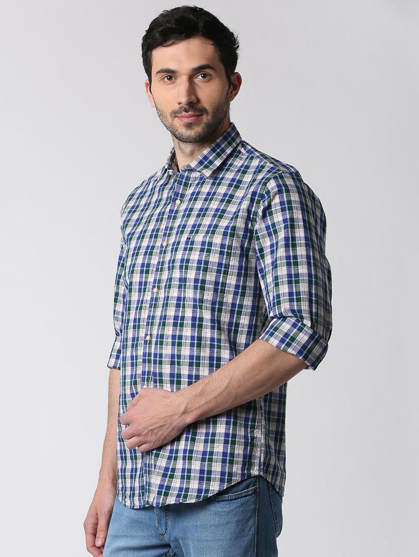 blue checkered casual shirt - 15943391 - Zoom Image - 2