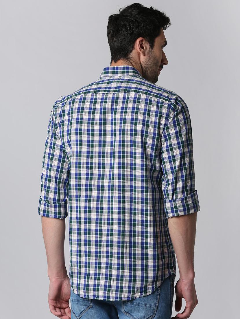 blue checkered casual shirt - 15943391 - Zoom Image - 3