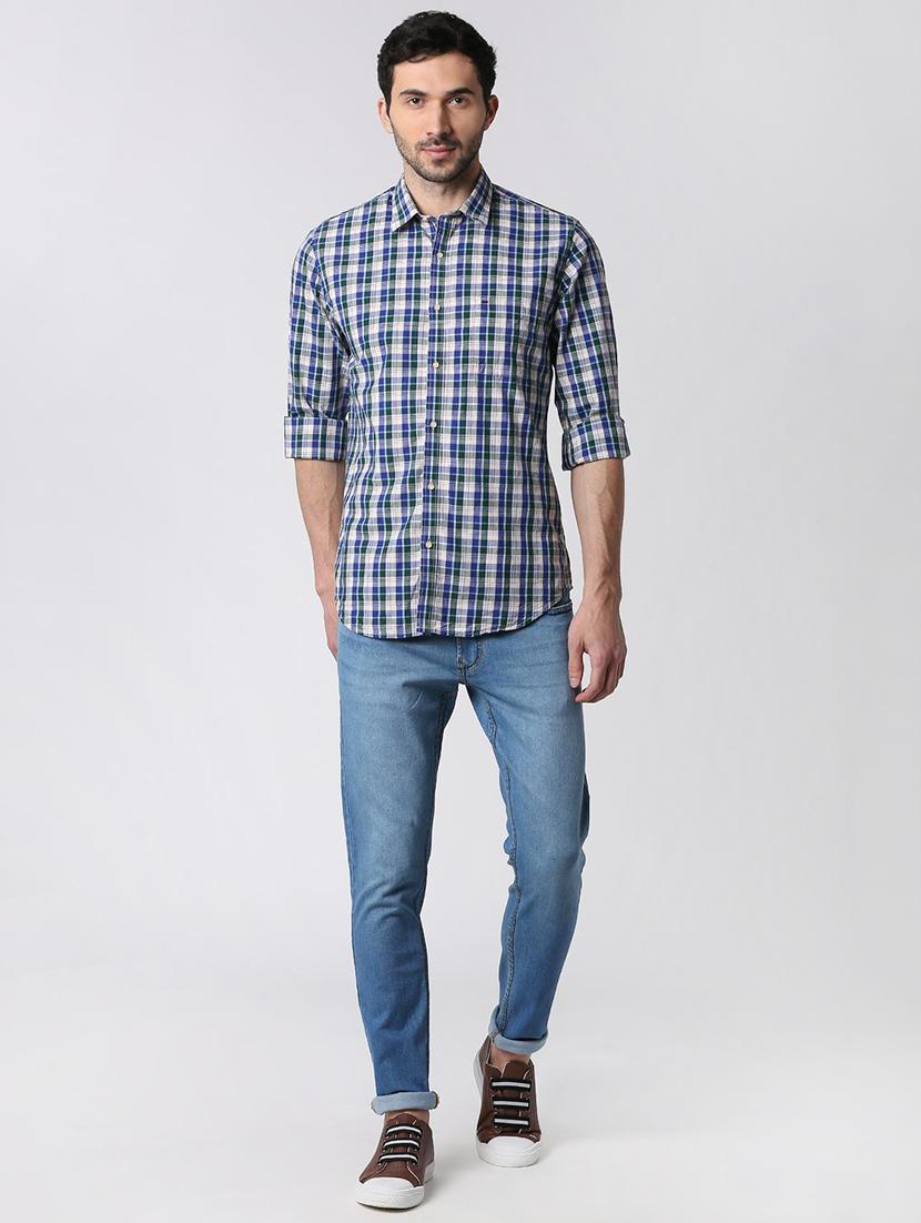 blue checkered casual shirt - 15943391 - Zoom Image - 4