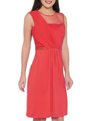 sheer paneled pleated sheath dress - 15943593 - Standard Image - 2